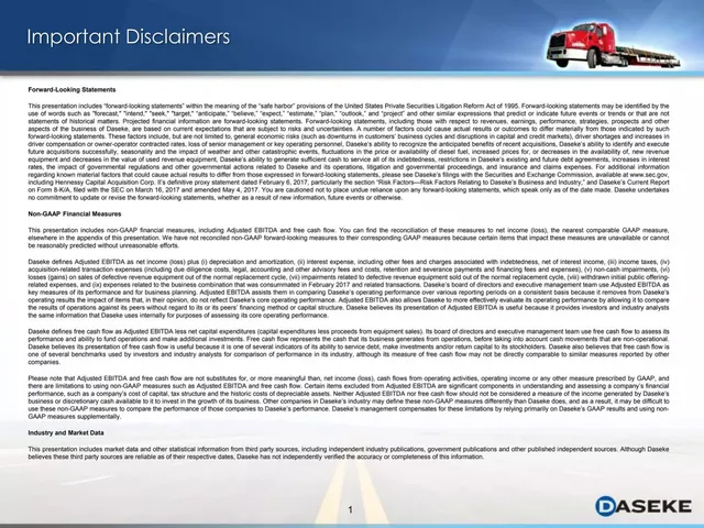Disclaimer slide 2 from Daseke, Inc.