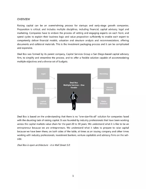 Company overview slide 2 from Deal Box, Inc.