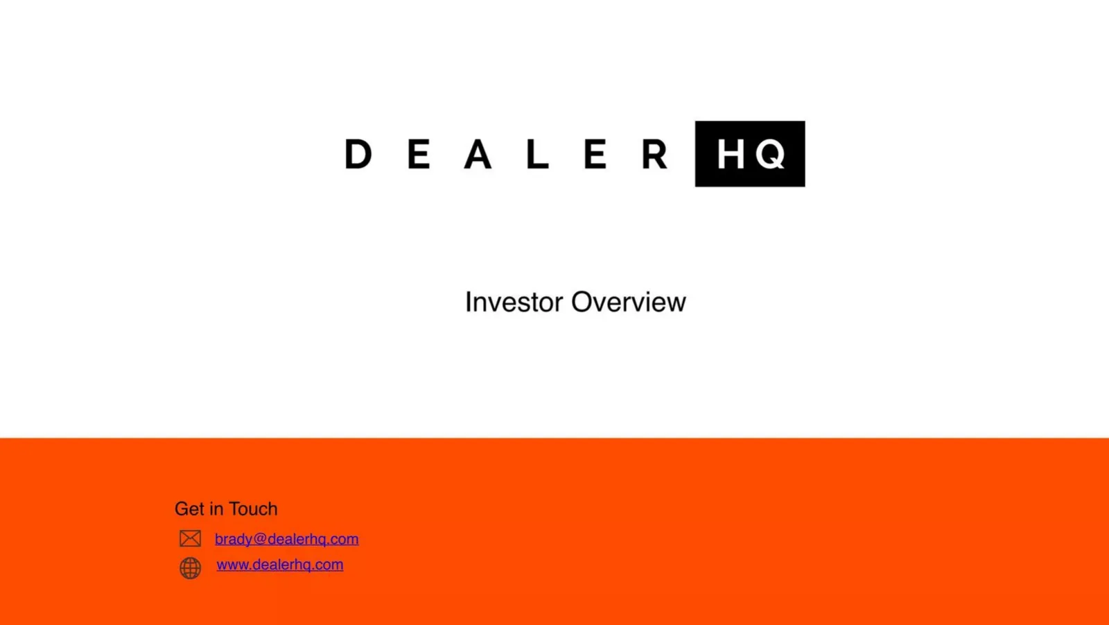 DealerHQ pitch deck slide