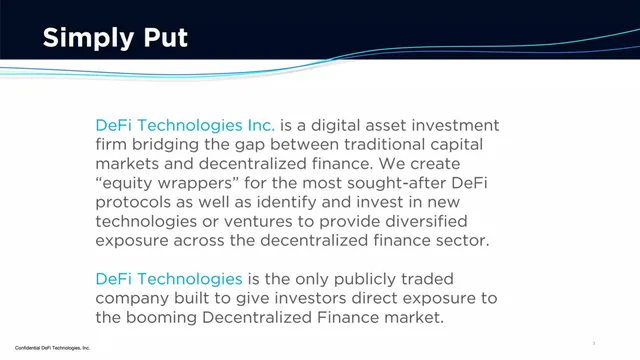 Company overview slide 3 from DeFi Technologies