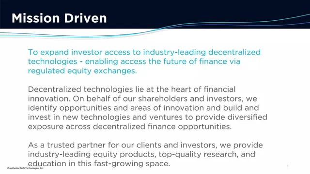 Vision slide 4 from DeFi Technologies