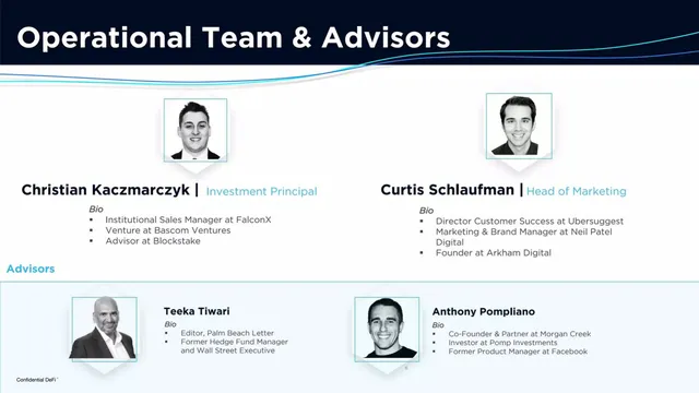 Team slide 6 from DeFi Technologies
