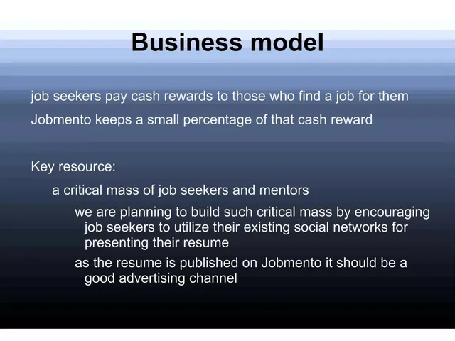Business model / revenue streams slide 8 from Jobmento