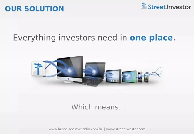 Product / solution slide 5 from Street Investor (Bússola do Investidor)