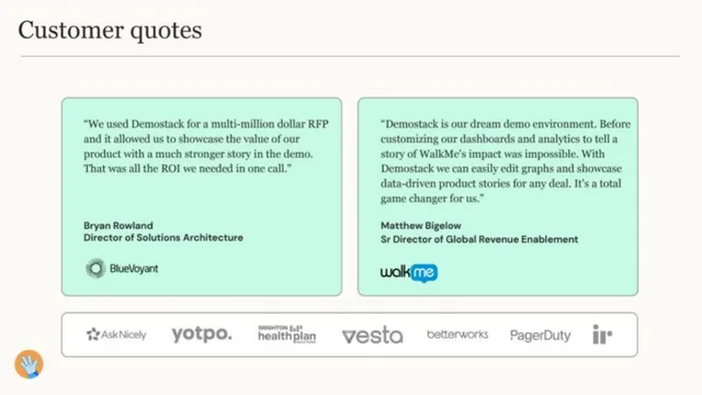 Reviews / testimonials / feedback slide 9 from Demostack