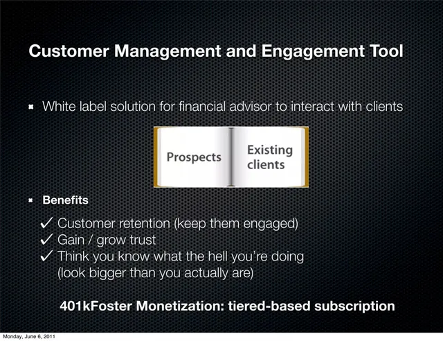 Product / solution slide 8 from 401(k) Foster