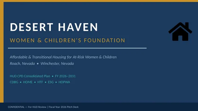 Desert Haven Women & Children's Foundation pitch deck cover