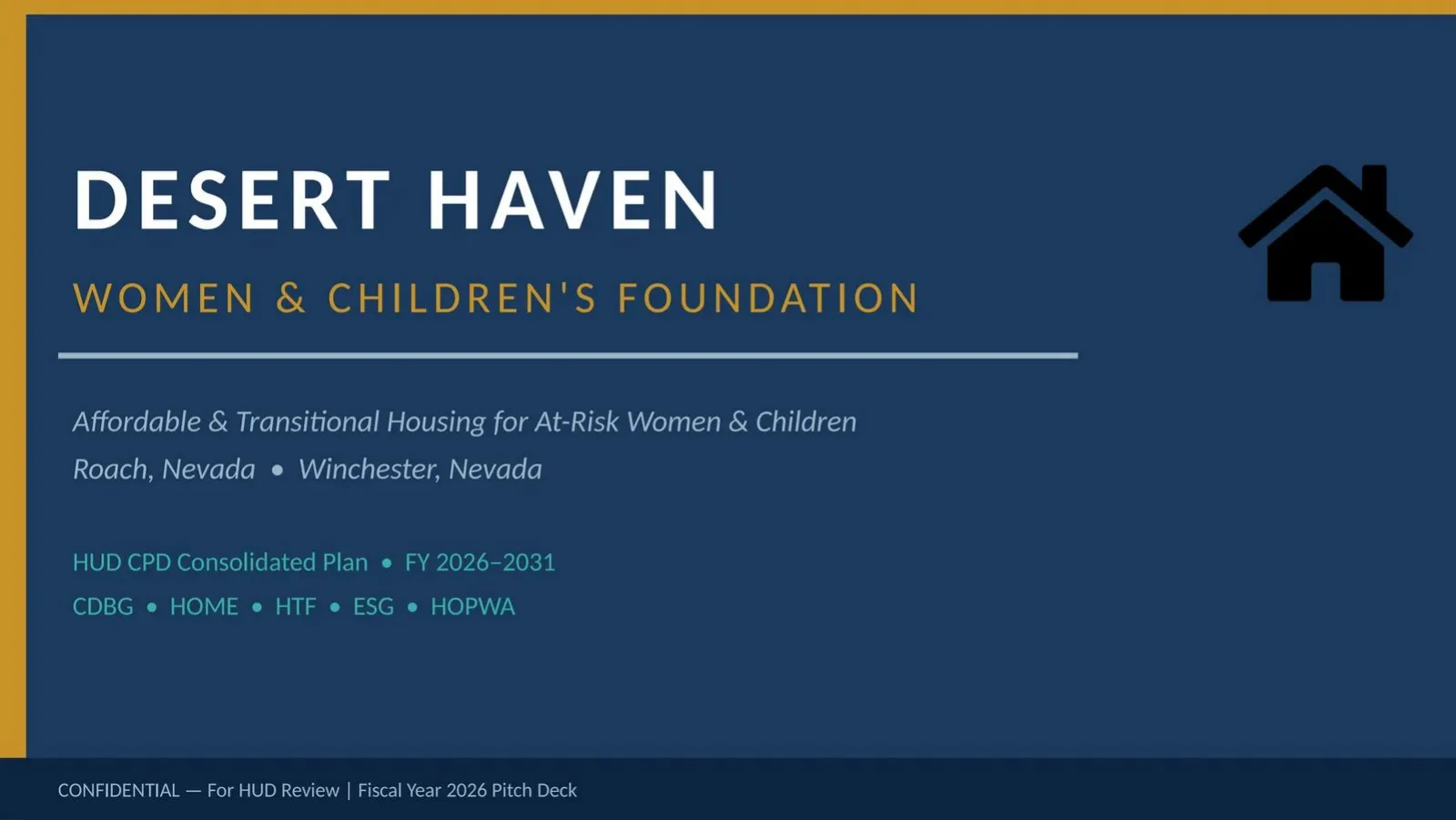 Desert Haven Women & Children's Foundation pitch deck slide