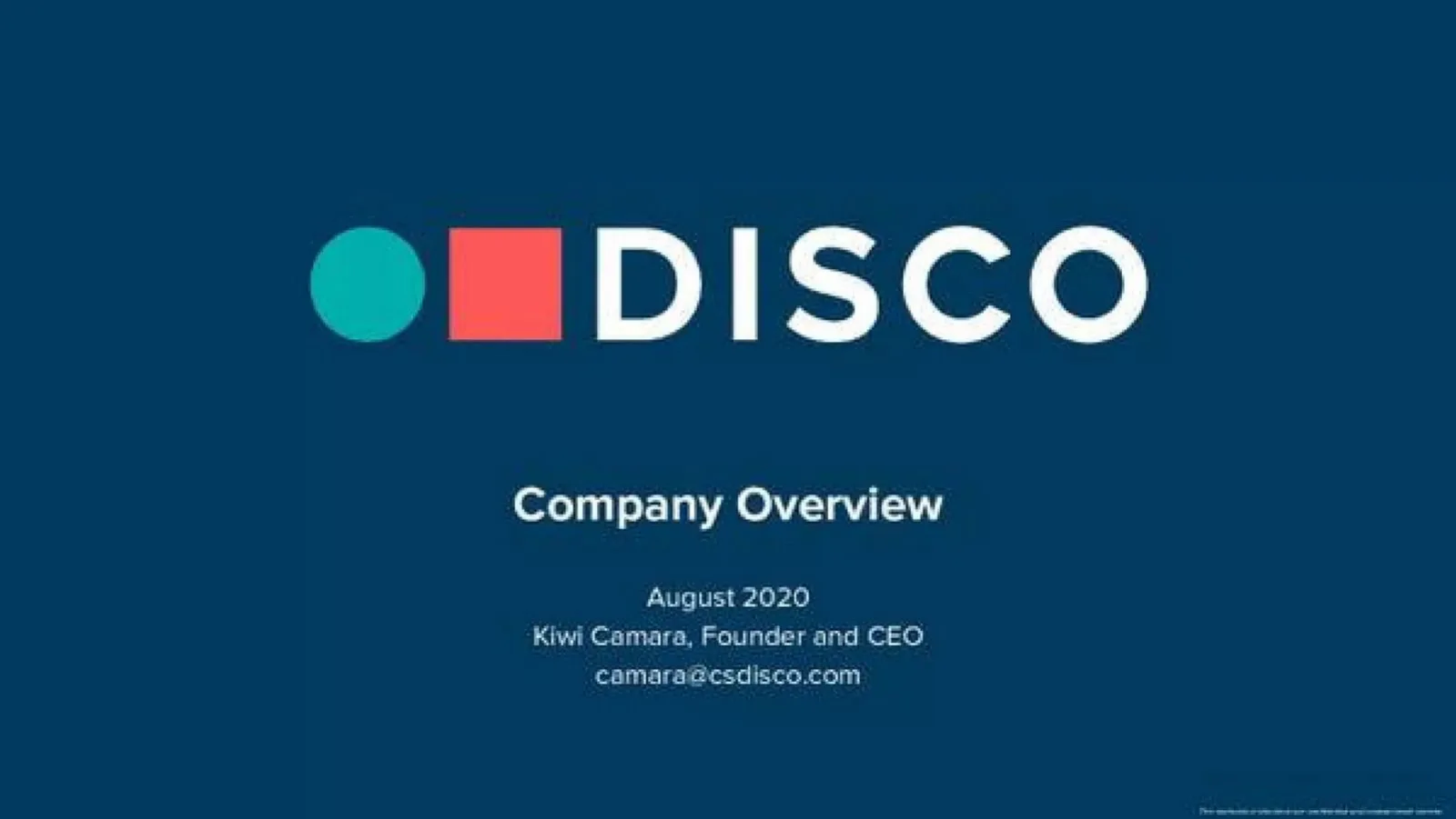 DISCO pitch deck slide