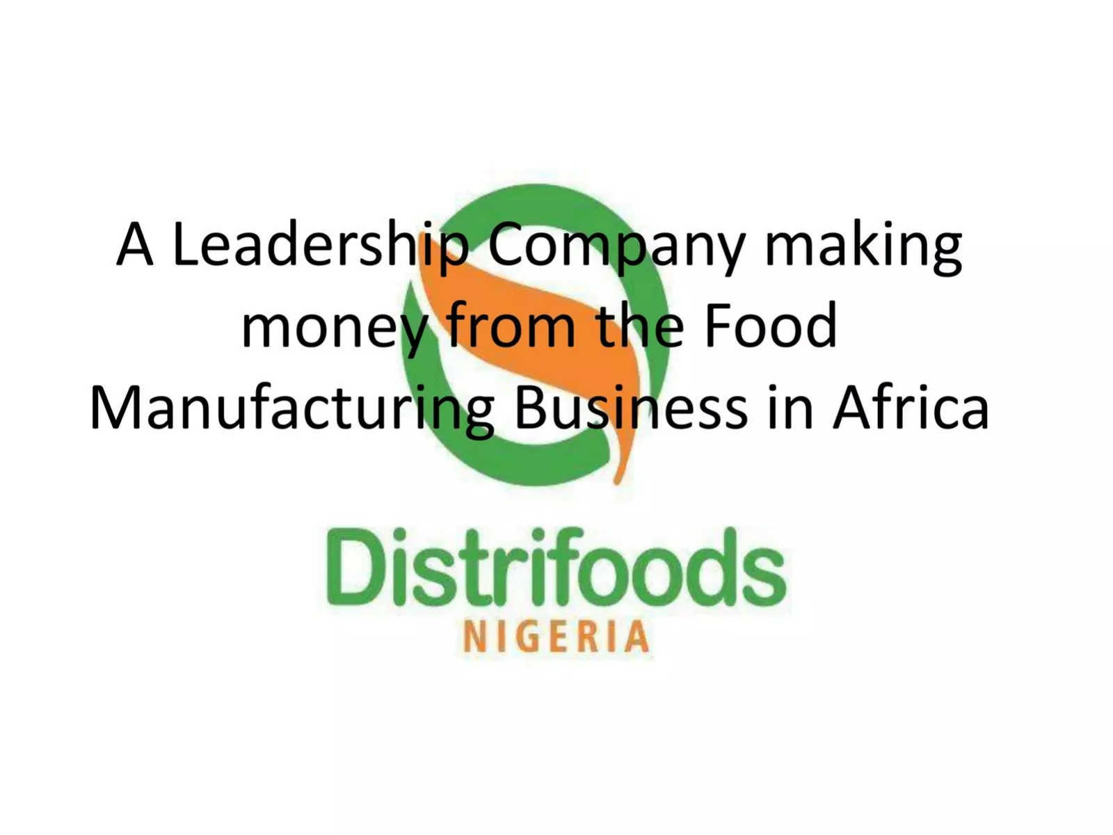 Distrifoods Nigeria pitch deck slide