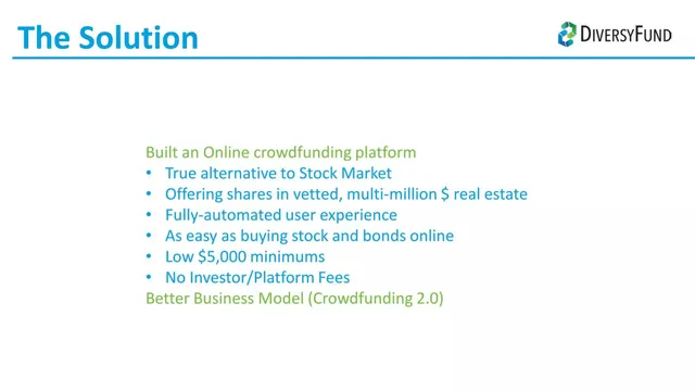 Product / solution slide 5 from DiversyFund