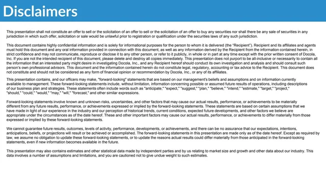 Disclaimer slide 2 from Docola