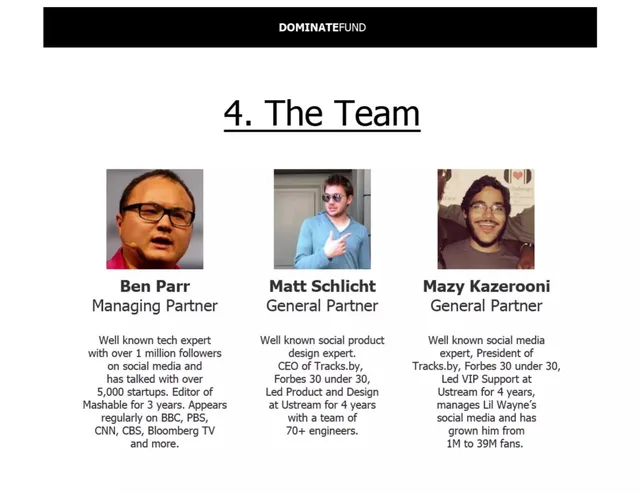 Team slide 5 from DominateFund