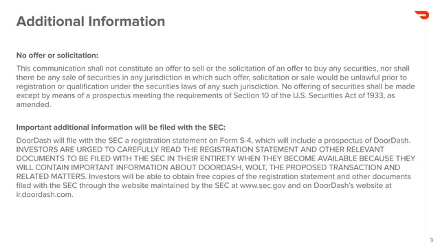 Disclaimer slide 3 from Wolt (acquired by DoorDash)