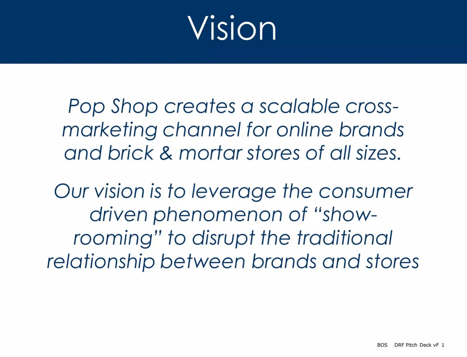 Pop Shop (DRF) pitch deck slide