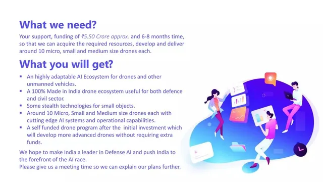 Ask & use of funds slide 7 from DAS (Drone Automation and Services)