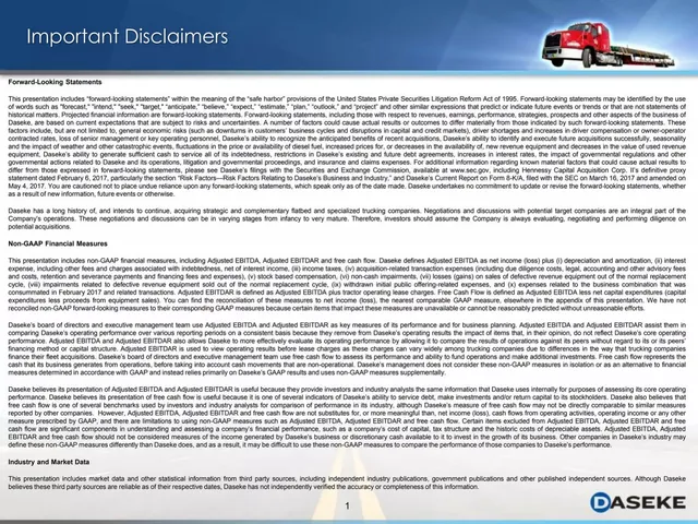 Disclaimer slide 2 from Daseke, Inc.