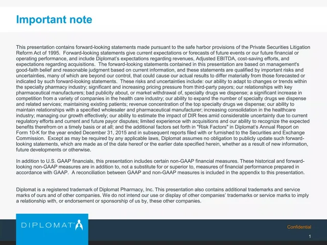 Disclaimer slide 2 from Diplomat Pharmacy Inc.
