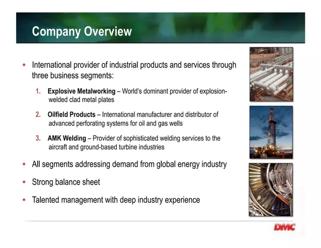 Company overview slide 5 from Dynamic Materials Corporation (DMC)