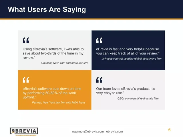 Reviews / testimonials / feedback slide 6 from eBrevia