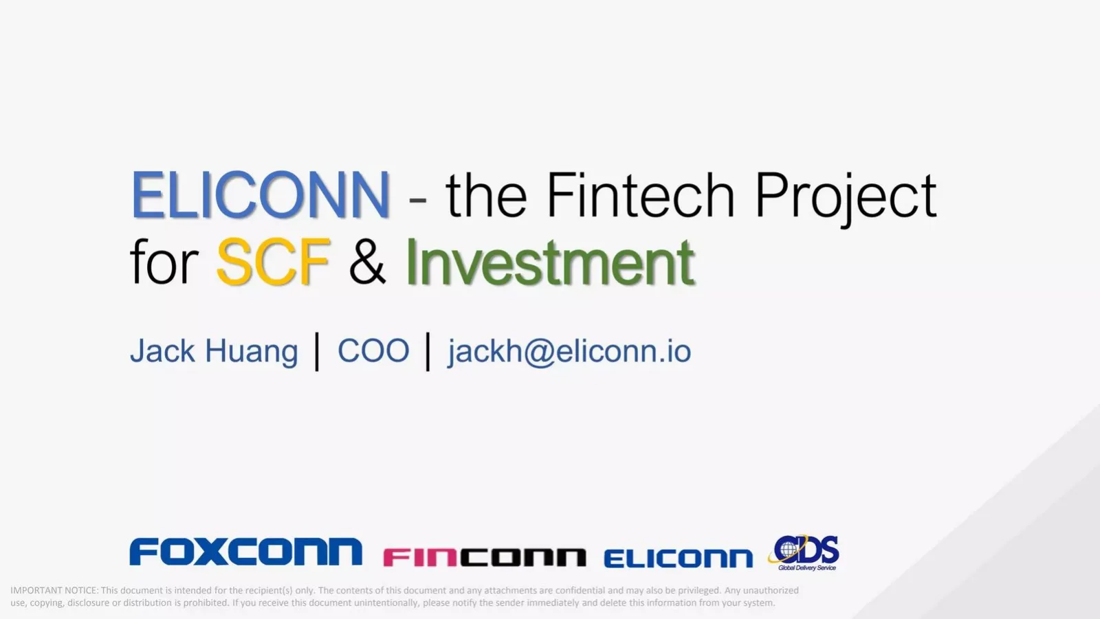 Eliconn pitch deck slide