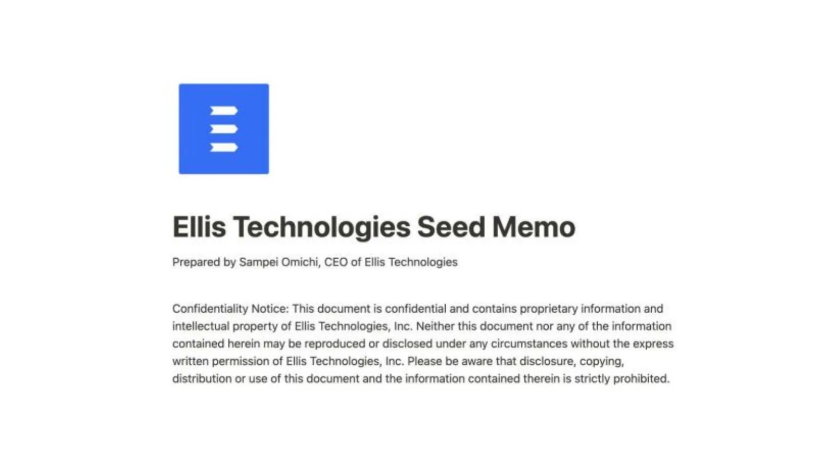 Ellis pitch deck slide