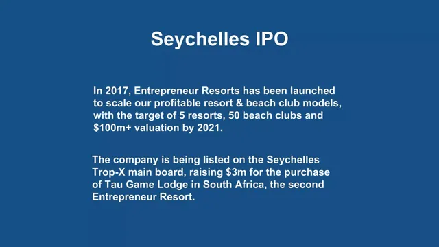 Ask & use of funds slide 5 from Entrepreneur Resorts