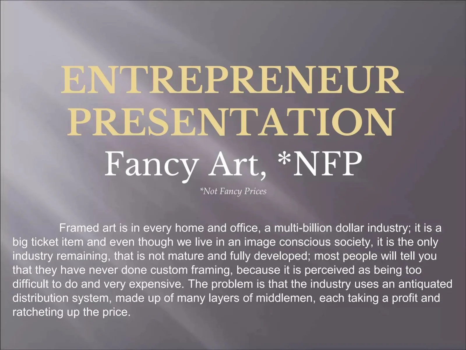 Fancy Art pitch deck slide