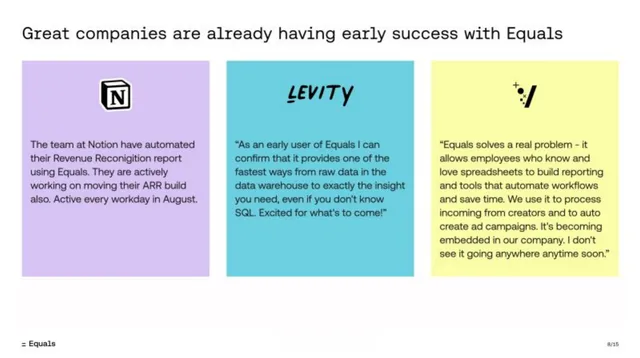 Reviews / testimonials / feedback slide 7 from Equals Series A
