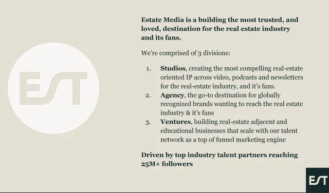 Company overview slide 5 from Estate Media