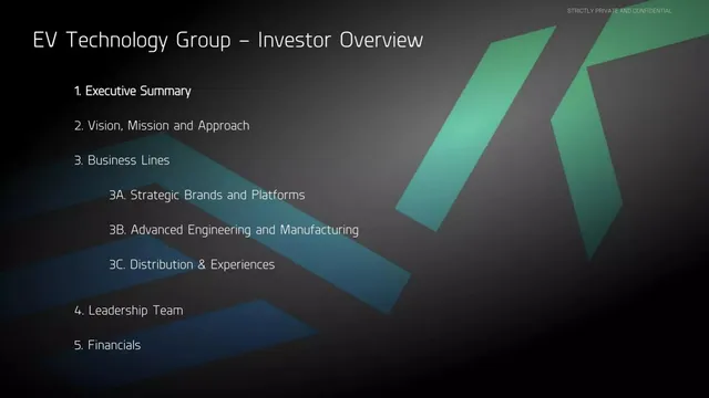 Agenda / contents slide 3 from EV Technology Group