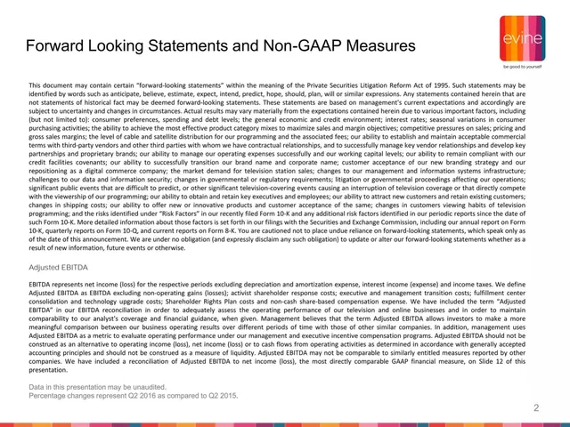 Disclaimer slide 2 from Evine (now ShopHQ)
