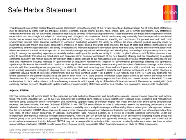 Disclaimer slide 2 from Evine