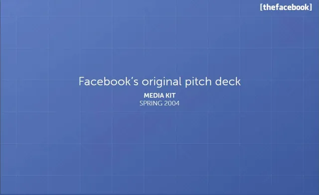 Facebook's First pitch deck cover