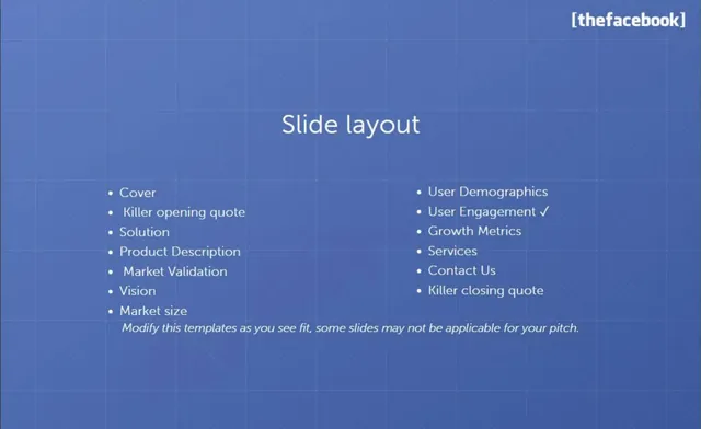 Agenda / contents slide 2 from Facebook's First