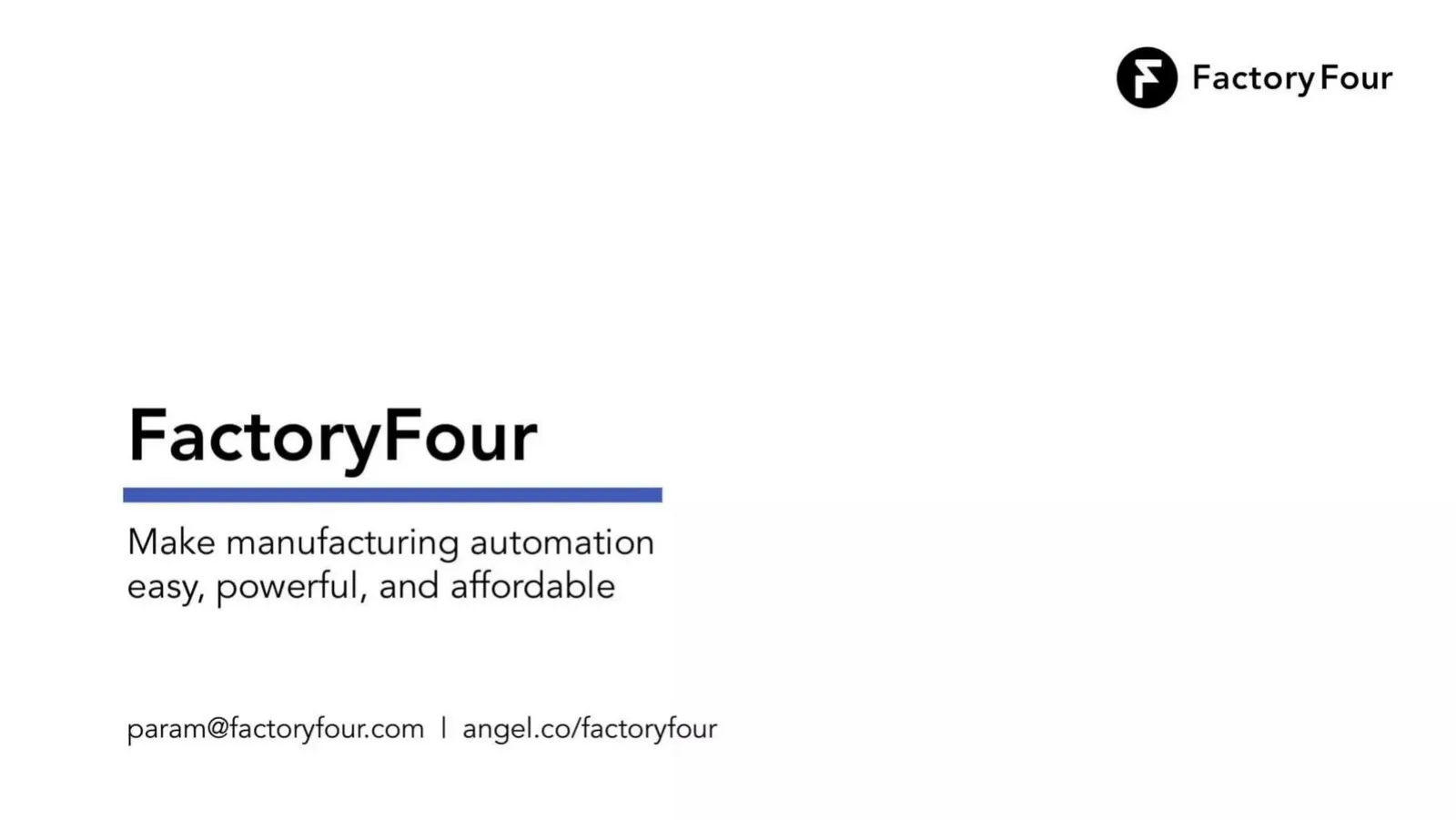 FactoryFour pitch deck slide