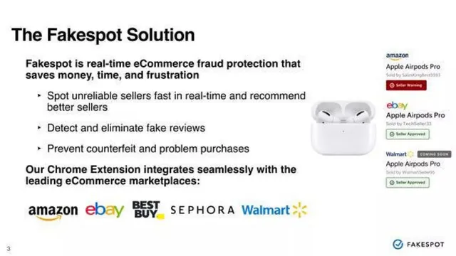 Product / solution slide 3 from Fakespot