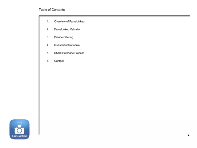 Agenda / contents slide 3 from FameLinked
