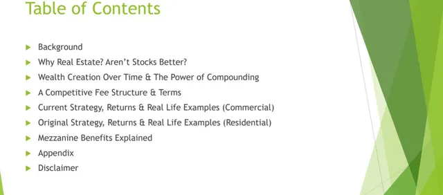 FI Real Estate Fund One, LLC pitch deck cover