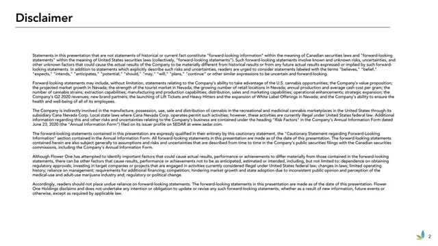 Disclaimer slide 2 from Flower One