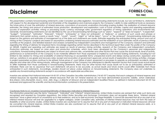Disclaimer slide 2 from ForbesCoal
