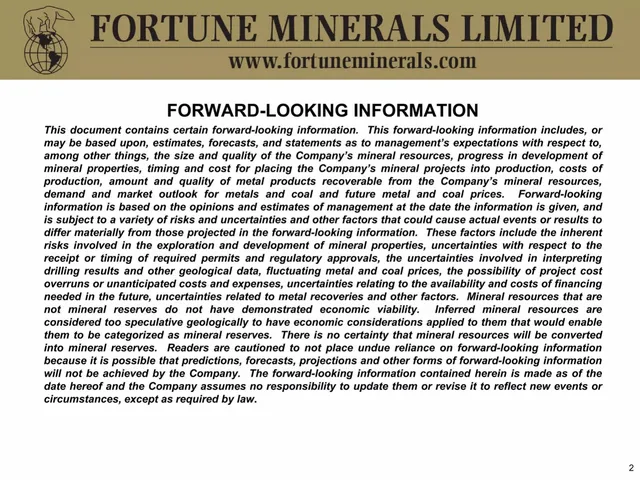 Disclaimer slide 2 from Fortune Minerals
