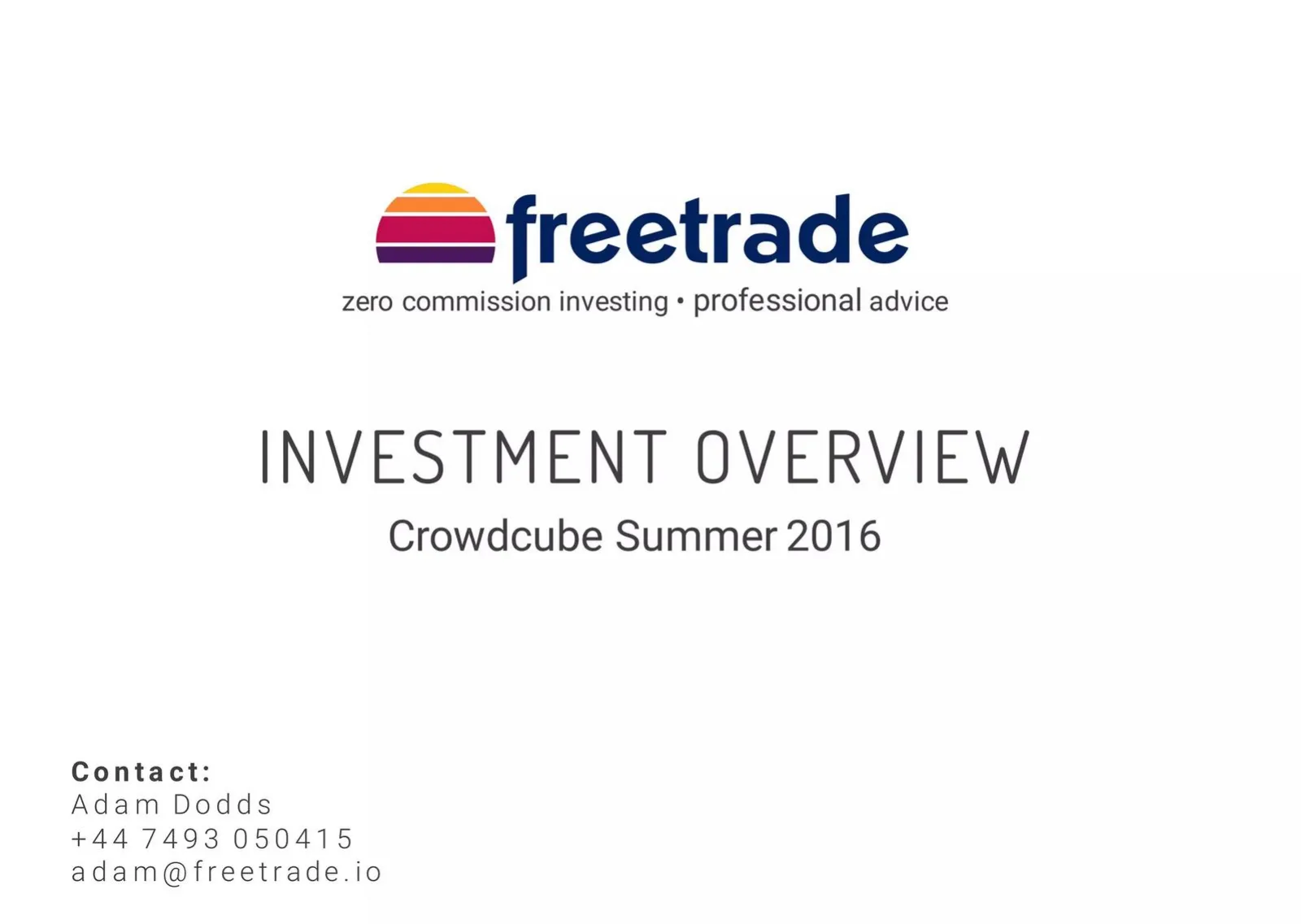 Freetrade pitch deck slide