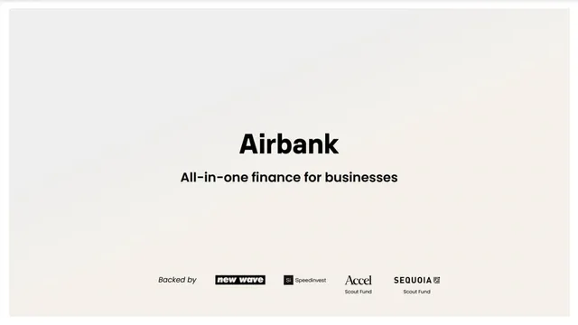 Friday Finance (formerly Airbank) pitch deck cover