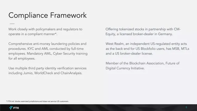 Disclaimer slide 9 from FTX Trading