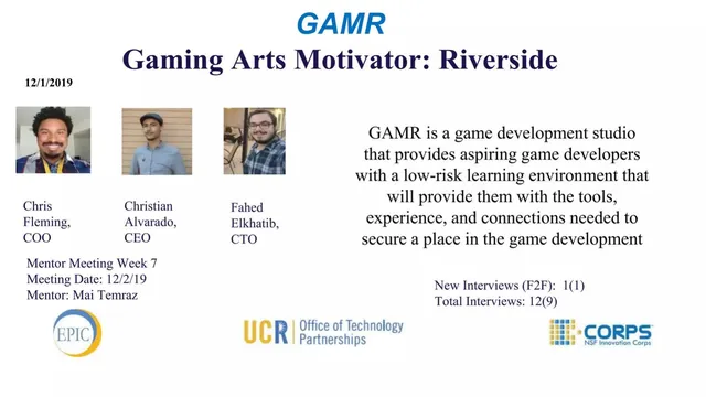 Gaming Arts Motivator: Riverside (GAMR) pitch deck cover