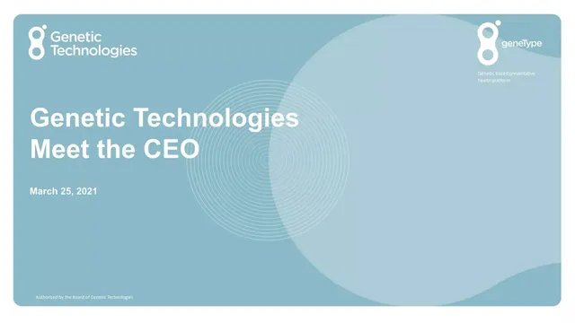 Genetic Technologies pitch deck cover