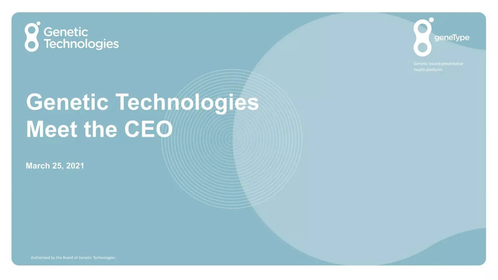 Genetic Technologies pitch deck slide