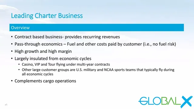 Business model / revenue streams slide 5 from Global Crossing Airlines (GlobalX)