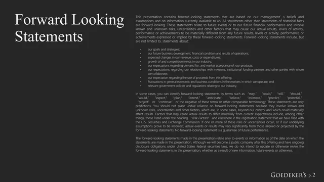 Disclaimer slide 2 from GOED (Goedeker’s)